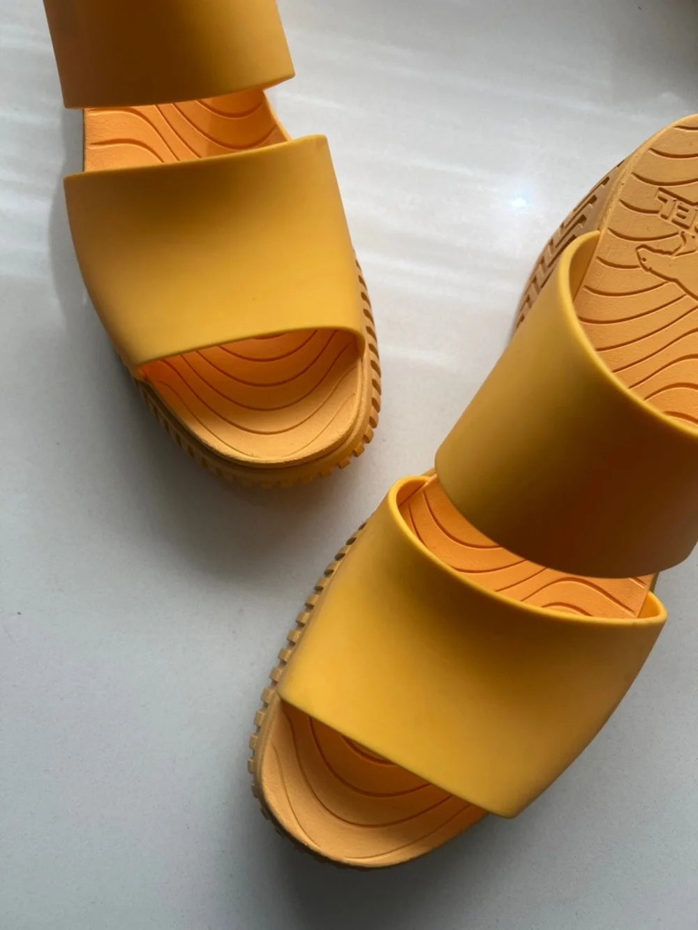 Sorel Yellow Platform Slide Sandals - Picture 3 of 4